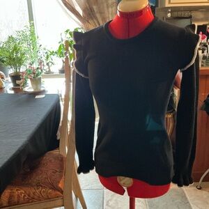 Aibrou Black Sweater with Ruffle Accents